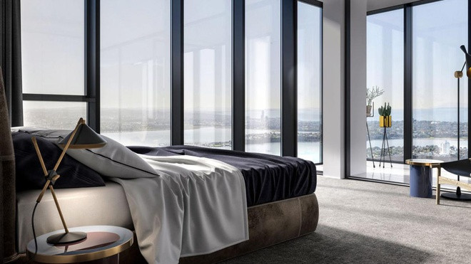 Tầng 2 là các không gian riêng tư của gia chủ với 5 phòng ngủ, phòng tập thể dục, phòng tắm hơi và khu vực spa.