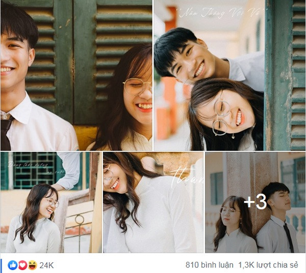 ##sc### Trước đó, bộ ảnh "Thanh xuân của tôi" của cặp đôi 10X Thái Bình Tiến Đạt và Kim Chi cũng ây bão mạng.