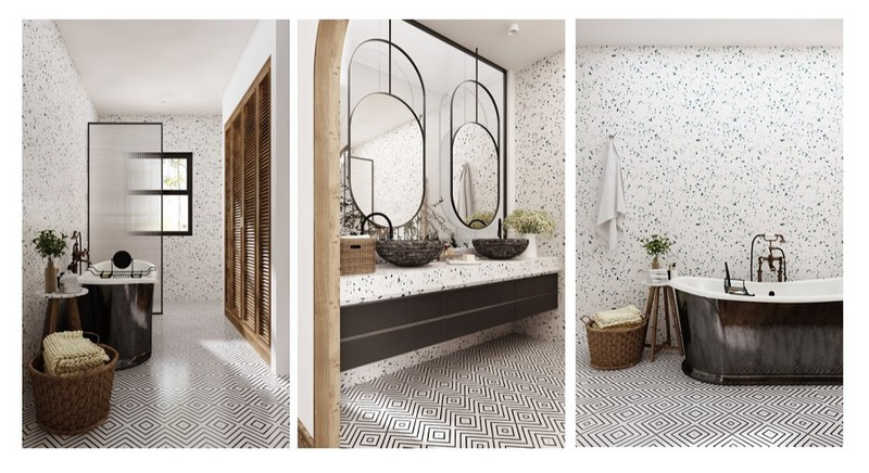  Không gian phòng tắm thoáng rộng, có cả khu vực tắm đứng và tắm bồn, để chủ nhà có thể tận hưởng cảm giác thư giãn tối đa với nước. Cửa sổ góp phần đưa nắng gió, khí tươi vào phòng tắm, giúp nơi đây luôn thông thoáng, sạch sẽ.