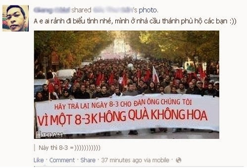 Nhưng kêu gọi thế thôi chứ nhìn thấy các chị em thế kia là các anh tỉnh táo lại và thấy mình cần phải sống tiếp nên không dám tham gia hành động.