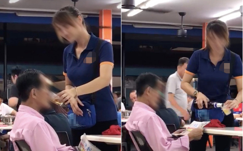 Nhân viên tiếp thị 'dâng bia tận miệng' cho khách gây tranh cãi ảnh 1