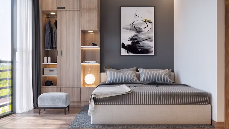 Phòng ngủ thứ 2 thiết kế mở, gần gũi với thiên nhiên.