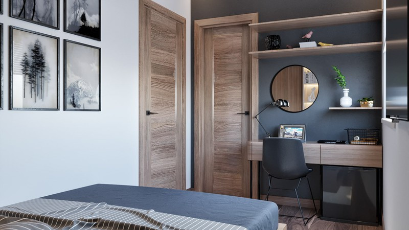 Cửa bằng gỗ có tác dụng cách âm để cậu con trai chủ nhà tập trung học bài./.