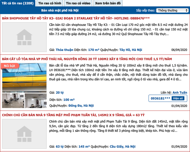 Hang loat chu nha rao ban nha pho mat tien trung tam voi gia 'giat minh'