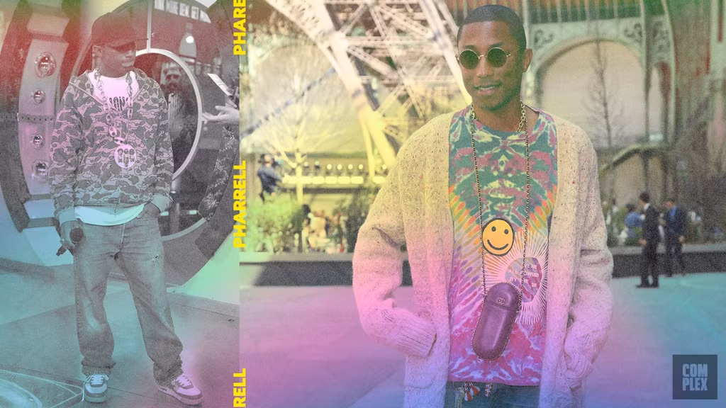  Pharrell: Suốt 2 thập kỷ qua, thời trang hip hop được ưa chuộng và trỗi dậy mạnh mẽ trong giới trẻ. Phong cách của các rapper nổi tiếng thế giới là niềm cảm hứng cho nhiều người. Tạp chí Complex mới đây chọn ra những cái tên tạo ra xu hướng và ăn mặc đẹp nhất trong giới. Theo đó, Pharrell đứng đầu danh sách khi thường xuyên kết hợp với phụ kiện cao cấp, diện đồ đa phong cách, từ anime đến tông đen "chất ngầu". Những năm gần đây, anh chứng tỏ sức hút qua việc hợp tác cùng các hãng giày thể thao hay tạo ra bộ sưu tập với Chanel. Ảnh: Complex Original, Getty.