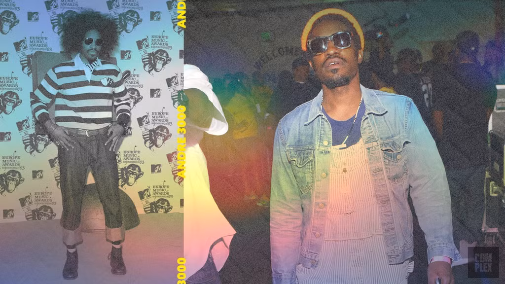  Andre 3000 được nhận xét là người không ngại thử nghiệm phong cách mới. Thậm chí, nam rapper từng đeo những bộ tóc rối, tóc giả vàng. Anh từng vắng mặt một thời gian dài rồi trở lại với style đơn giản hơn. Dù vậy, thành viên nhóm Outkast vẫn thể hiện cá tính riêng khi kết hợp với những thứ cần thiết như mũ len, áo cổ lọ màu trơn hay quần tây. Ảnh: Complex Original, Getty.