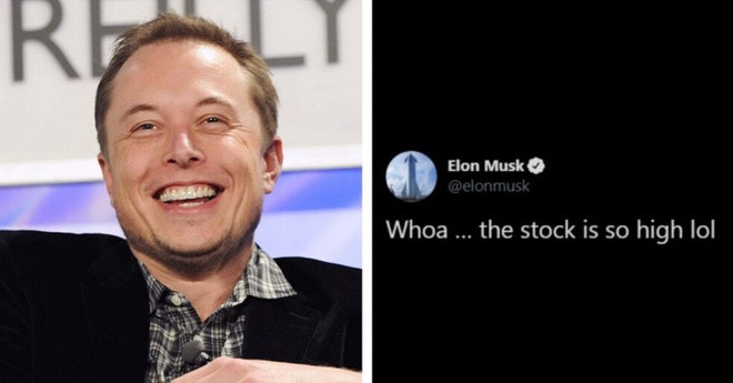 Ngày 1/5, Musk viết trên Twitter rằng giá cổ phiếu Tesla quá cao. Sau dòng tweet trên, cổ phiếu Tesla giảm 10%, đóng cửa ở mức 701,32 USD, thổi bay 14 tỷ USD vốn hóa của công ty. Tài sản Musk sụt giảm 3 tỷ USD. Ảnh: Twitter.