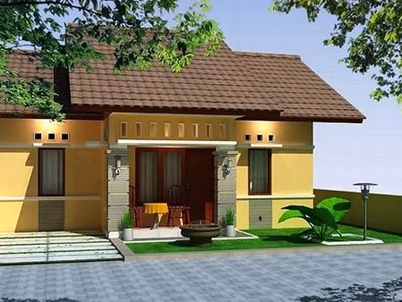 Với màu sắc ấm áp, hài hòa, mẫu thiết kế nhà 3 gian hiện đại này gồm 2 phòng ngủ, 1 phòng khách và công trình phụ