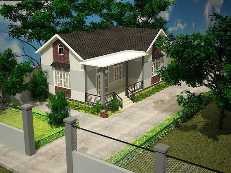 Hình khối, màu sắc trẻ trung, nhã nhặn, mẫu nhà này thu hút người nhìn bởi phối cảnh sinh động, mang đến không gian mát mẻ, tươi tắn, thanh bình