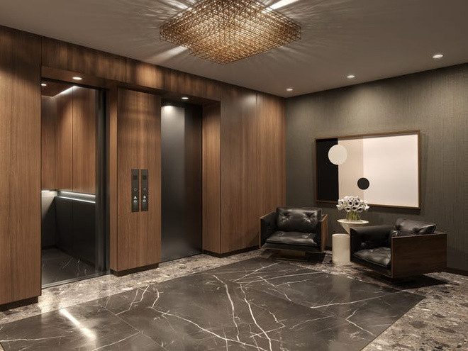 Gia chủ căn penthouse được cung cấp một thang máy riêng để đi lên nhà mình.