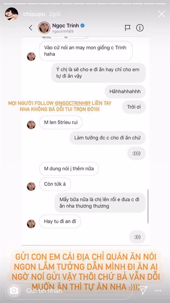 Ngoc Trinh bat ngo 'bung keo' Chi Pu vi bi dan em vuot mat