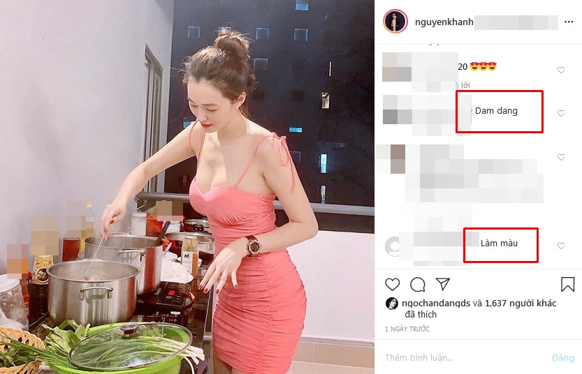 Nguoi dep Khanh My bi mia mai an mac sexy vao bep 'lam mau'-Hinh-3