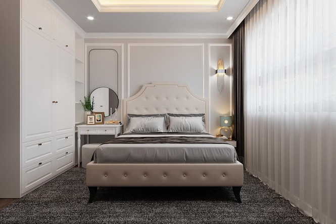 ##s###Nội thất ở phòng ngủ không quá cầu kì, ít chi tiết, chú trọng đến sự tiện lợi khi sử dụng. việc đặt giường gần cửa sổ sẽ tạo sự thoáng mát, dễ chịu hơn, đặc biệt là đón được ánh nắng tự nhiên mỗi khi thức dậy.