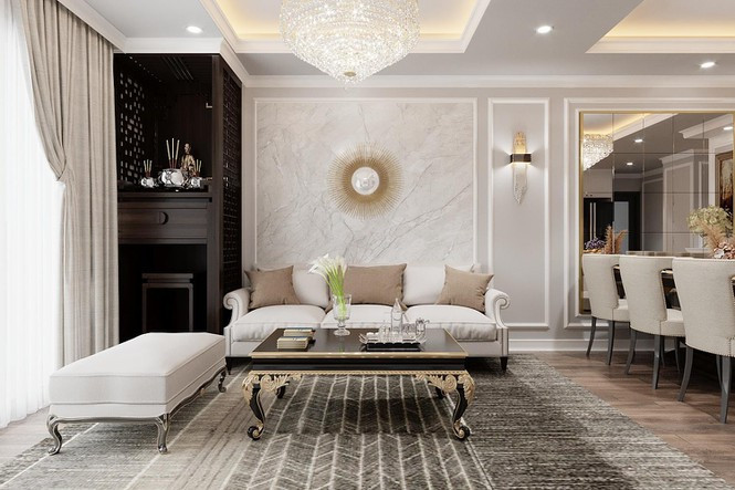 ##s###Phòng khách với những đường nét trang trí tinh xảo, những món đồ nội thất cao cấp nhưng được cách tân phục vụ tốt nhất cho cuộc sống hàng ngày, không chỉ đáp ứng yêu cầu về thẩm mĩ mà còn đáp ứng tối ưu yêu cầu công năng.