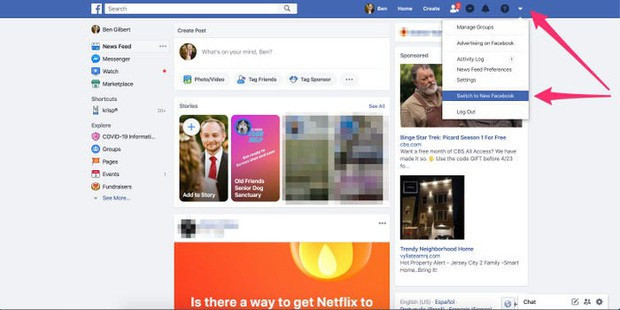 Facebook web update giao dien 'den si' cho nguoi dung Viet Nam