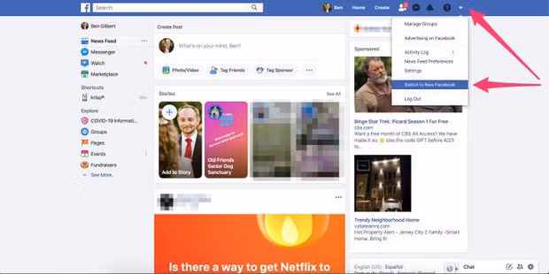 Facebook web update giao dien 'den si' cho nguoi dung Viet Nam