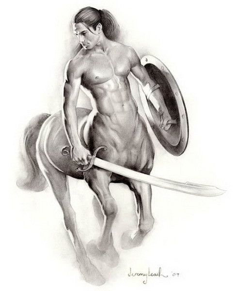 Thần thoại Hi Lạp thường mô tả nhân mã là những sinh vật cộc cằn, thô lỗ và có ác cảm với con người.