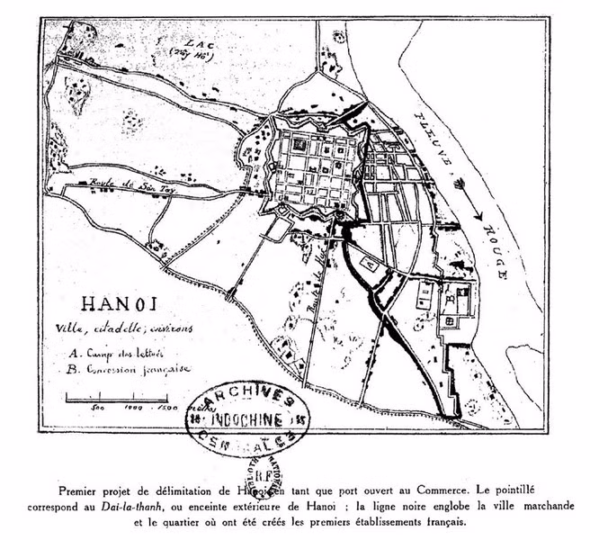 Thành Hà Nội, khu nhượng địa và các làng xóm.