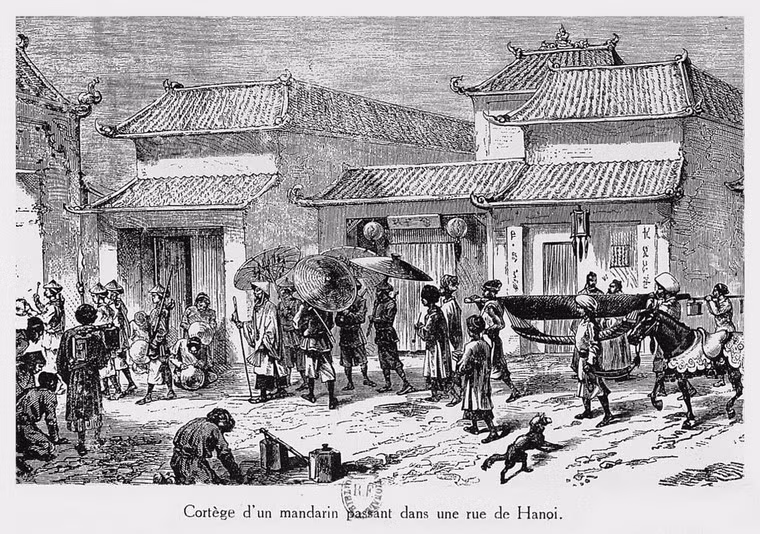 Đám rước một ông quan trên đường phố Hà Nội.
