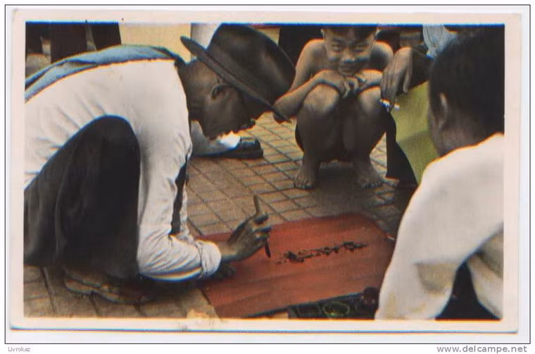 Một ông đồ đang cho chữ.