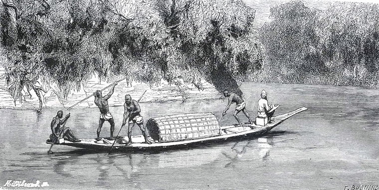 Đâm cá trên sông.