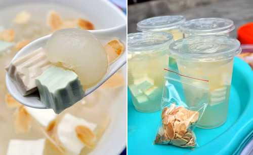 Chè khúc bạch giòn, mát lạnh mang đến cho người ăn cảm giác thanh thanh không hề biết ngán. Món trè này mới xuất hiện và nhanh chóng làm "mưa làm gió" trên thị trường ăn vặt mùa hè Hà Nội.