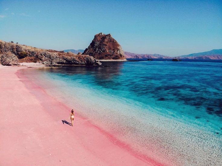  10. Vườn quốc gia Komodo (Indonesia). Không chỉ là nơi duy nhất trên thế giới có rồng Komodo sinh sống, Vườn quốc gia Komodo còn được biết đến bãi biển cát hồng độc đáo cùng nhiều địa điểm lặn biển tuyệt vời với rạn san hô phong phú. Ảnh: Pinterest.