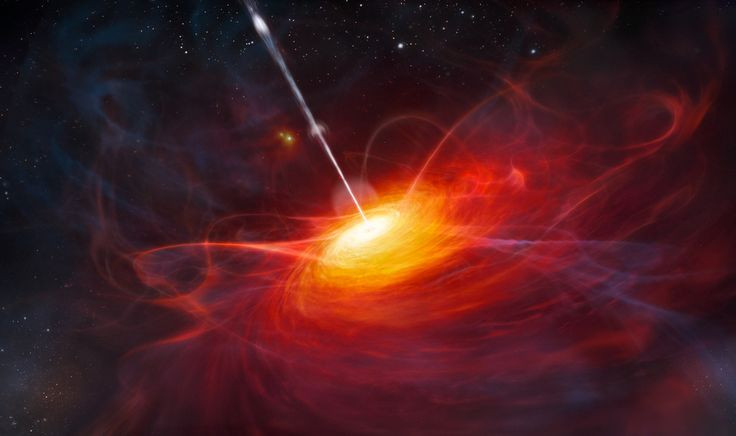  7. Quasar có thể "tắt" và "bật". Khi lỗ đen trung tâm tiêu thụ hết vật chất xung quanh, quasar có thể mờ dần và "tắt". Nếu có thêm vật chất rơi vào, nó có thể sáng trở lại. Ảnh: Pinterest.
