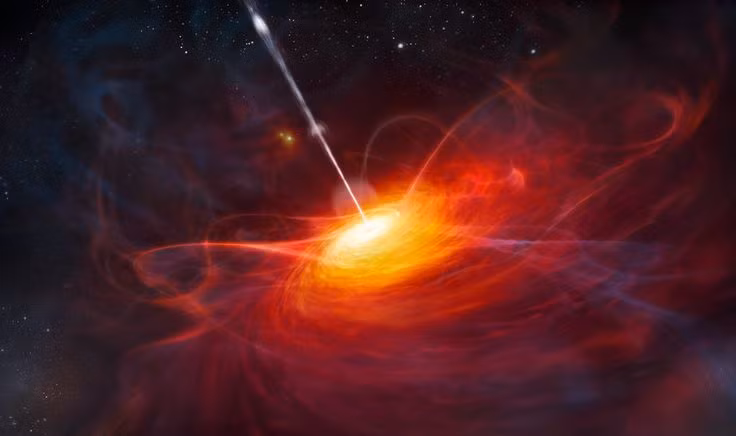  7. Quasar có thể "tắt" và "bật". Khi lỗ đen trung tâm tiêu thụ hết vật chất xung quanh, quasar có thể mờ dần và "tắt". Nếu có thêm vật chất rơi vào, nó có thể sáng trở lại. Ảnh: Pinterest.