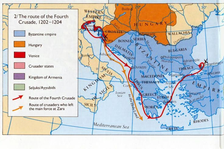  1. Cuộc Thập tự chinh thứ 4 không bao giờ đến Đất Thánh. Mặc dù mục tiêu ban đầu là giành lại Jerusalem từ tay người Hồi giáo, nhưng cuộc viễn chinh chưa bao giờ đến được nơi này. Thay vào đó, quân Thập tự chinh tấn công và chiếm đóng Constantinople. Ảnh: Pinterest.