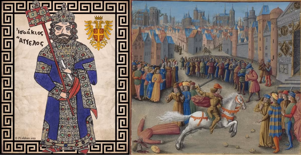  3. Cuộc chiến bị thao túng bởi một hoàng tử Byzantine. Alexios IV Angelos, một hoàng tử Byzantine bị phế truất, hứa sẽ trả một khoản tiền lớn nếu quân Thập tự chinh giúp ông lấy lại ngai vàng. Lời hứa này đã lôi kéo quân Thập tự chinh tấn công Constantinople. Ảnh: Pinterest.