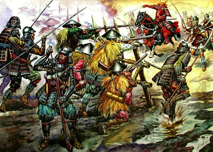  2. Quy mô lớn nhất thời kỳ Sengoku. Trận Sekigahara quy tụ khoảng 160.000 binh sĩ từ cả hai phe, biến nó thành trận chiến lớn nhất trong thời kỳ Sengoku. Ảnh: Pinterest.