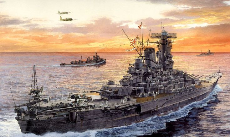  1. Yamato là thiết giáp hạm lớn nhất từng được chế tạo. Với lượng giãn nước lên đến 72.800 tấn khi đầy tải và được trang bị các khẩu pháo 460mm - lớn nhất từng được lắp trên một tàu chiến - thiết giáp hạm Yamato là biểu tượng sức mạnh của Hải quân Nhật Bản. Ảnh: Pinterest.