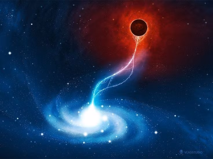  4. Càng nhỏ, càng bốc hơi nhanh. Hố đen có khối lượng nhỏ sẽ bức xạ mạnh hơn và bốc hơi nhanh hơn so với hố đen lớn. Một hố đen siêu nhỏ có thể tan rã trong tích tắc. Ảnh: Pinterest.