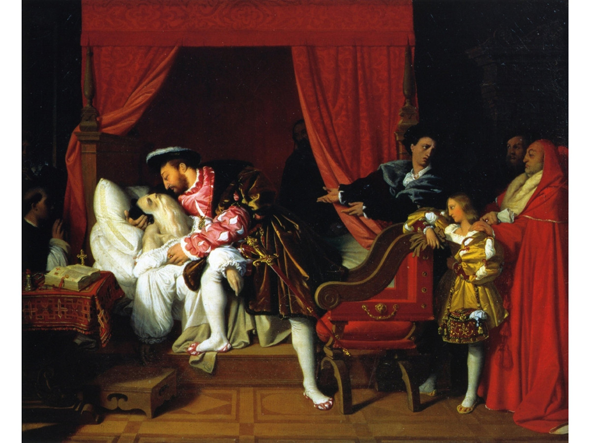  7. Ông qua đời trong vòng tay của một vị vua. Theo các giai thoại được lưu truyền, Leonardo qua đời năm 1519 tại Pháp, trong vòng tay của vua François I, người rất kính trọng ông và mời ông đến sống tại Pháp trong những năm cuối đời. Ảnh: Amazon.