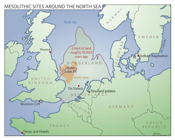  5. Một trận sóng thần đã nhấn chìm Doggerland hoàn toàn. Khoảng năm 6.200 TCN, một trận sóng thần khổng lồ do sạt lở ngầm ngoài khơi Na Uy (Sự kiện Storegga) đã nhấn chìm phần còn lại của Doggerland, khiến vùng đất này biến mất hoàn toàn dưới biển Bắc. Ảnh: Pinterest.