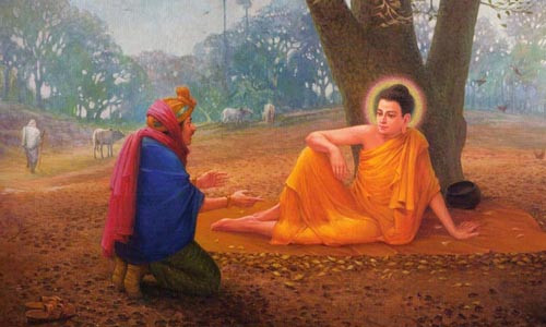 Đức Phật đang thuyết pháp cho một người chăn bò.