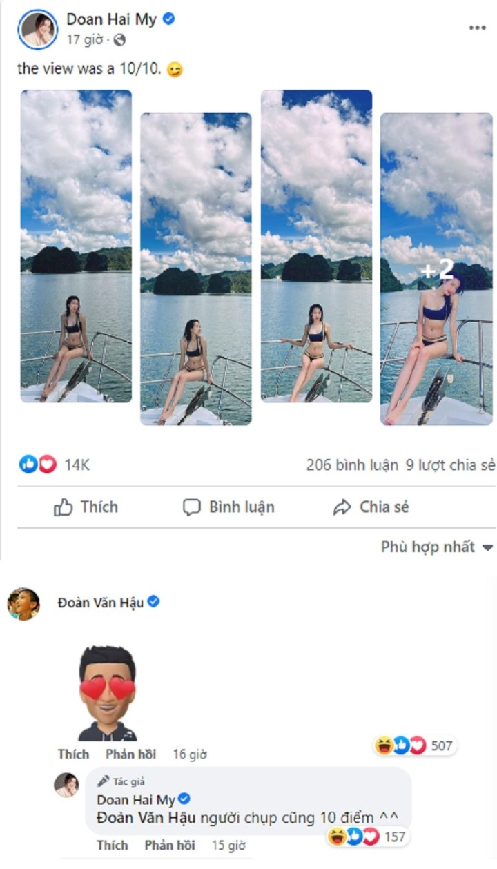 Ban gai Doan Van Hau dien bikini tha dang tren du thuyen