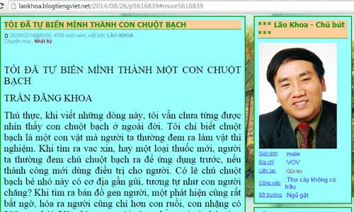 Bài viết của Trần Đăng Khoa trên blog.