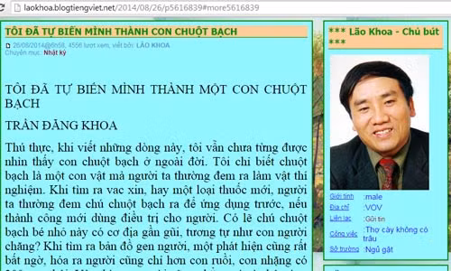 Bài viết của Trần Đăng Khoa trên blog.
