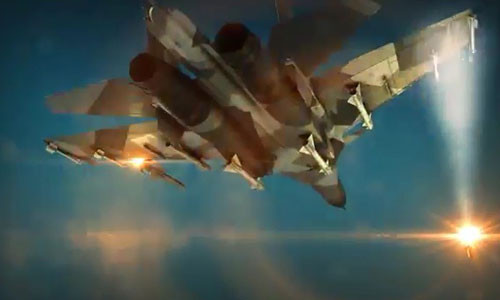 Su-30SM phóng tên lửa tấn công máy bay địch.