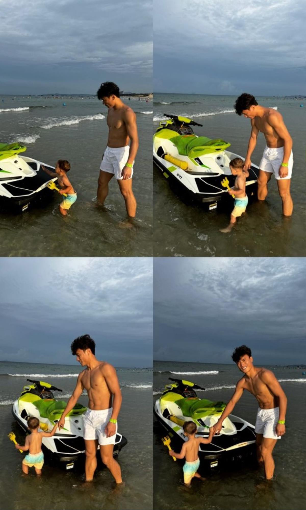 Vo Bui Tien Dung khoe voc dang cuc nuot o bien