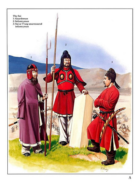 Nhà Tùy: 1 - Lính canh. 2 - Bộ binh. 3 - Bộ binh nhẹ.