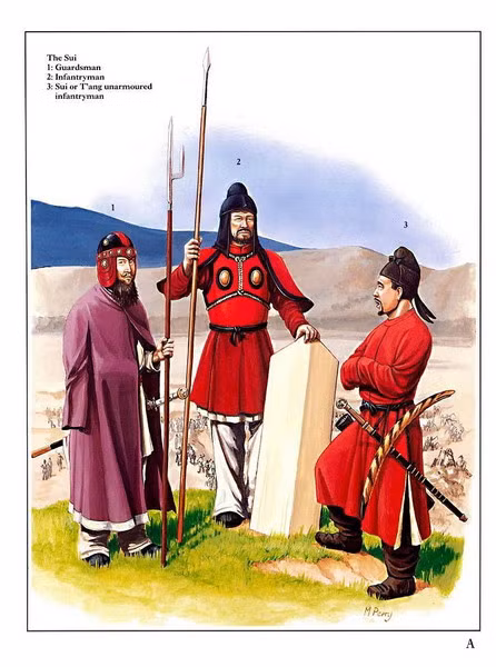 Nhà Tùy: 1 - Lính canh. 2 - Bộ binh. 3 - Bộ binh nhẹ.