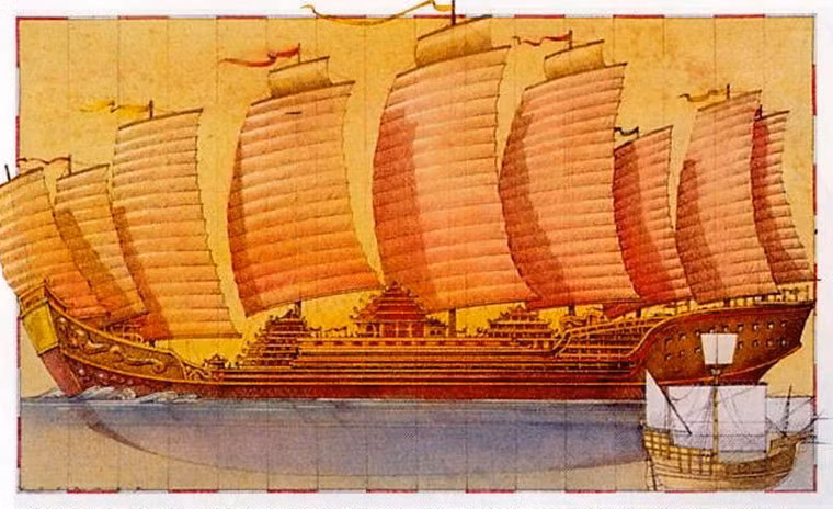Chiếm hạm của Đô đốc Trịnh Hòa thời nhà Minh được cho là dài đến 400m, gấp 5 lần con thuyền Santa Maria của nhà thám hiểm vĩ đại Christopher Columbus.