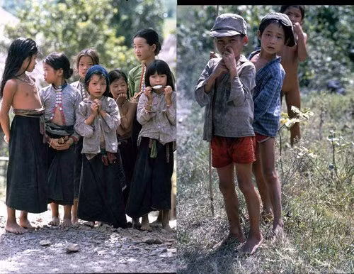 Nhiều đứa trẻ lần đầu tiên nhìn thấy một "ông Tây".