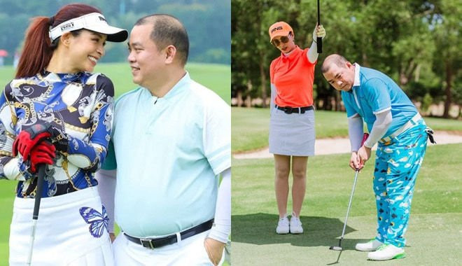 Thời trang đồng điệu của các cặp vợ chồng Vbiz khi đến sân golf - Hình 6 Thoi trang dong dieu cua cac cap vo chong Vbiz khi den san golf-Hinh-6
