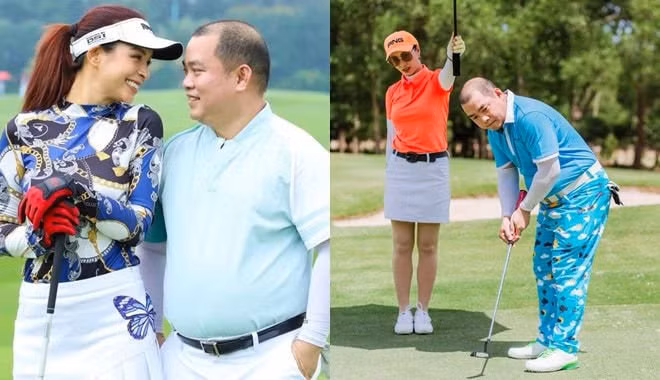 Thời trang đồng điệu của các cặp vợ chồng Vbiz khi đến sân golf - Hình 6 Thoi trang dong dieu cua cac cap vo chong Vbiz khi den san golf-Hinh-6