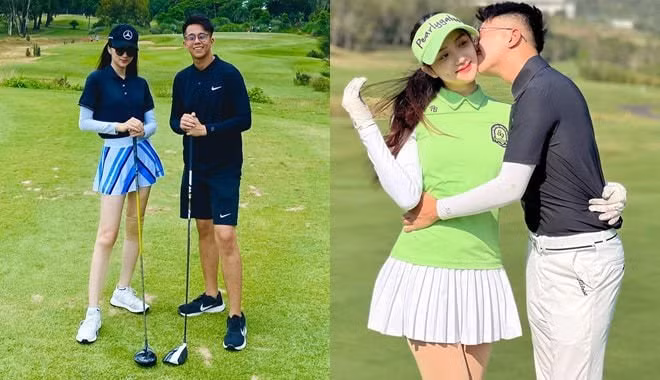 Thời trang đồng điệu của các cặp vợ chồng Vbiz khi đến sân golf - Hình 3 Thoi trang dong dieu cua cac cap vo chong Vbiz khi den san golf-Hinh-3
