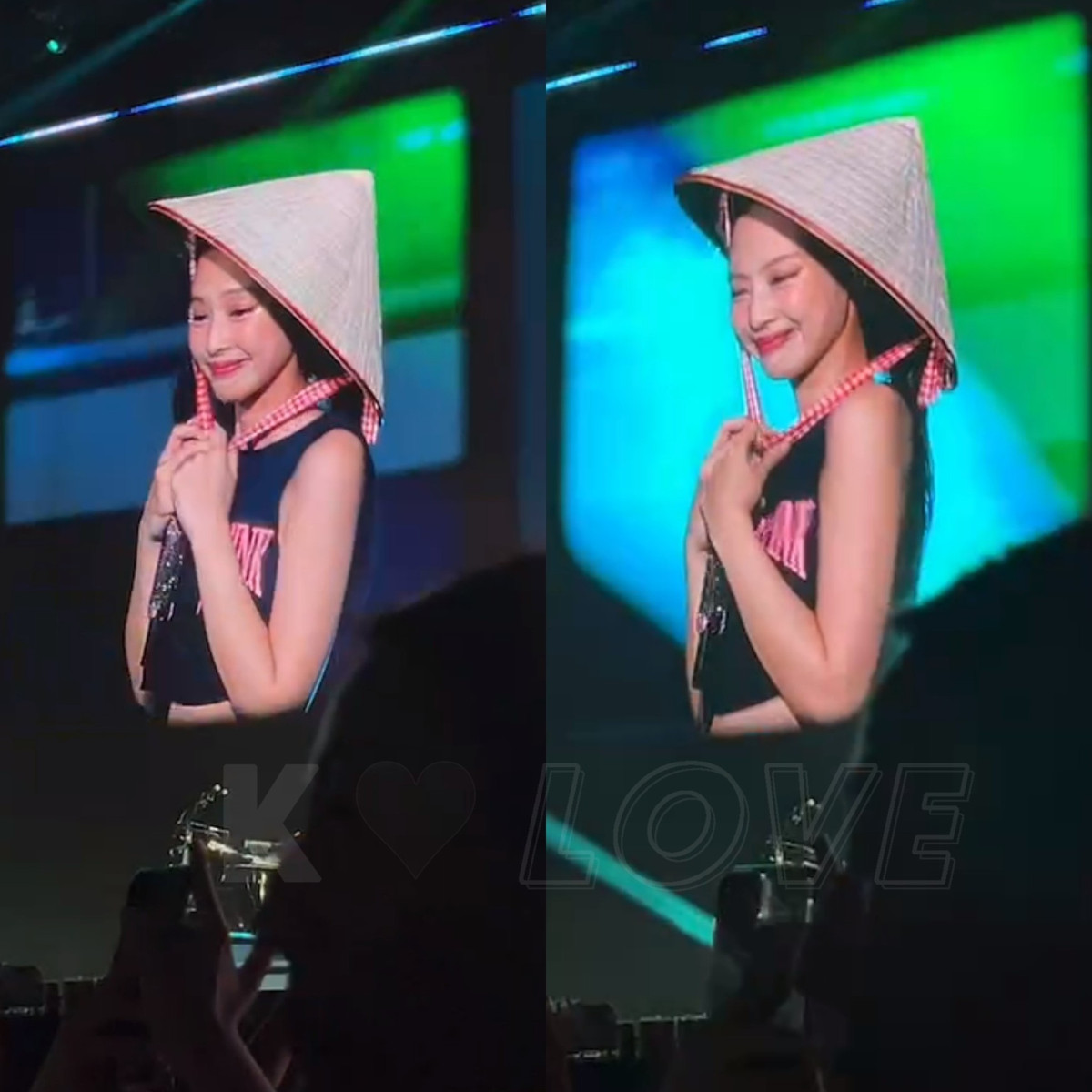 Hình ảnh Jennie thân thiện, luôn cười tươi trên sân khấu. Trong mọi khoảnh khắc chụp vội, rapper từng gây tranh cãi khi đóng phim gắn mác 19+ luôn giữ thái độ vui vẻ khi biểu diễn. Ảnh: K Love.